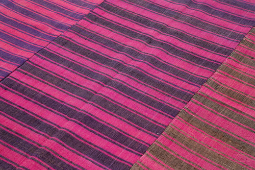 Striped Kilim Pembe Çizgili Pamuk Yün El Dokuma Halısı 187x283 Agacan