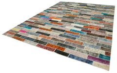 Kırk Yama Pembe Patchwork Pamuk Yün El Dokuma Halısı 303x400 Agacan
