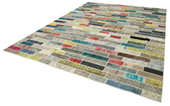 Kırk Yama Pembe Patchwork Pamuk Yün El Dokuma Halısı 303x408 Agacan