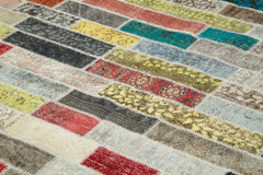 Kırk Yama Pembe Patchwork Pamuk Yün El Dokuma Halısı 303x408 Agacan