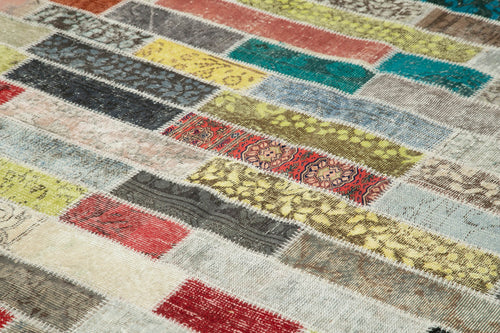 Kırk Yama Pembe Patchwork Pamuk Yün El Dokuma Halısı 303x408 Agacan