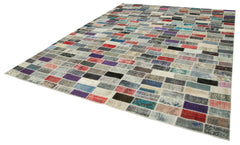 Kırk Yama Pembe Patchwork Pamuk Yün El Dokuma Halısı 308x400 Agacan