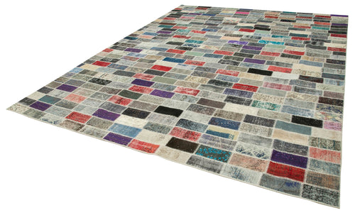Kırk Yama Pembe Patchwork Pamuk Yün El Dokuma Halısı 308x400 Agacan