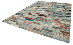 Kırk Yama Pembe Patchwork Pamuk Yün El Dokuma Halısı 300x405 Agacan