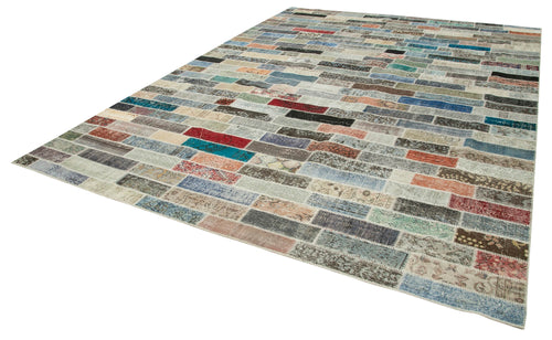 Kırk Yama Pembe Patchwork Pamuk Yün El Dokuma Halısı 300x405 Agacan