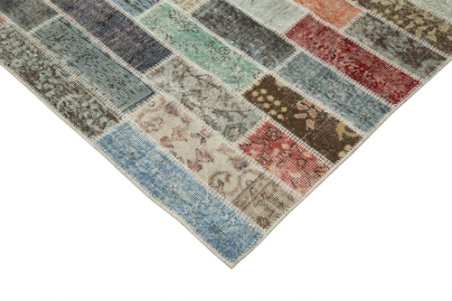 Kırk Yama Pembe Patchwork Pamuk Yün El Dokuma Halısı 300x405 Agacan