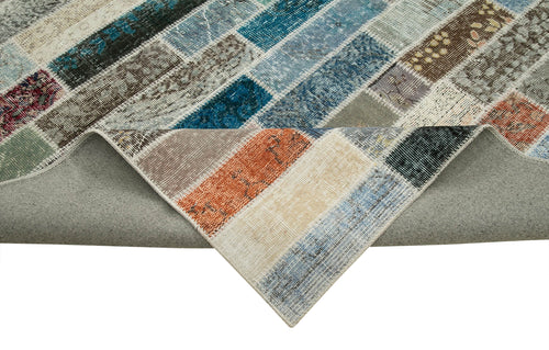 Kırk Yama Pembe Patchwork Pamuk Yün El Dokuma Halısı 300x405 Agacan