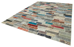 Kırk Yama Pembe Patchwork Pamuk Yün El Dokuma Halısı 300x401 Agacan