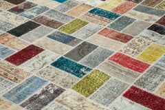 Kırk Yama Pembe Patchwork Pamuk Yün El Dokuma Halısı 293x412 Agacan