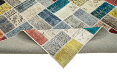 Kırk Yama Pembe Patchwork Pamuk Yün El Dokuma Halısı 293x412 Agacan