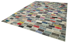 Kırk Yama Pembe Patchwork Pamuk Yün El Dokuma Halısı 306x412 Agacan