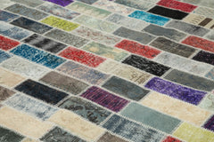 Kırk Yama Pembe Patchwork Pamuk Yün El Dokuma Halısı 306x412 Agacan