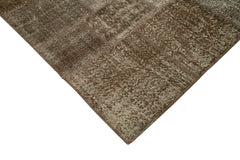Kırk Yama Kahverengi Patchwork Pamuk Yün El Dokuma Halısı 297x405 Agacan