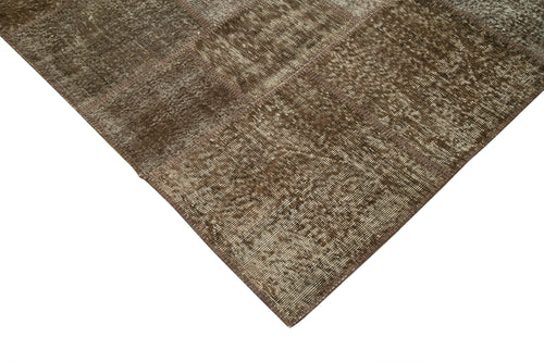 Kırk Yama Kahverengi Patchwork Pamuk Yün El Dokuma Halısı 297x405 Agacan