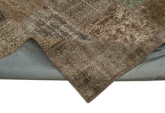 Kırk Yama Kahverengi Patchwork Pamuk Yün El Dokuma Halısı 297x405 Agacan