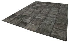 Kırk Yama Siyah Patchwork Pamuk Yün El Dokuma Halısı 303x401 Agacan