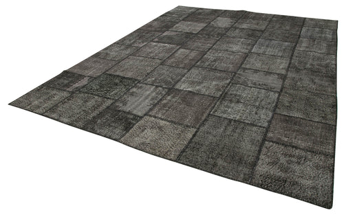 Kırk Yama Siyah Patchwork Pamuk Yün El Dokuma Halısı 303x401 Agacan