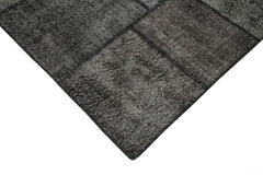 Kırk Yama Siyah Patchwork Pamuk Yün El Dokuma Halısı 303x401 Agacan