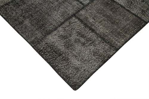 Kırk Yama Siyah Patchwork Pamuk Yün El Dokuma Halısı 303x401 Agacan