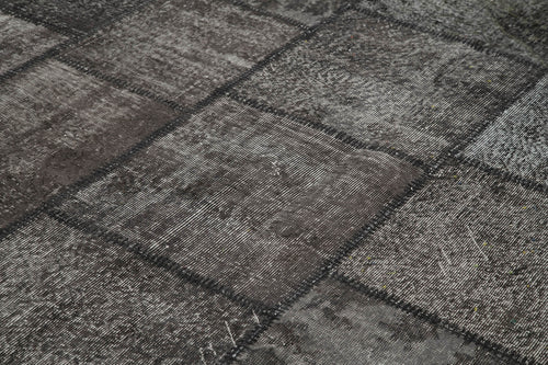 Kırk Yama Siyah Patchwork Pamuk Yün El Dokuma Halısı 303x401 Agacan