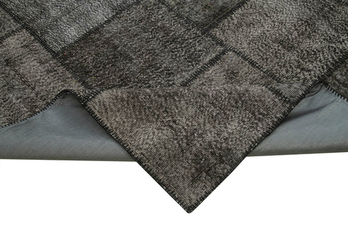 Kırk Yama Siyah Patchwork Pamuk Yün El Dokuma Halısı 303x401 Agacan