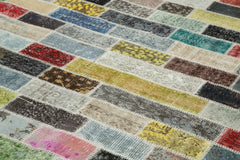 Kırk Yama Pembe Patchwork Pamuk Yün El Dokuma Halısı 300x387 Agacan