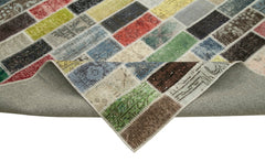 Kırk Yama Pembe Patchwork Pamuk Yün El Dokuma Halısı 300x387 Agacan