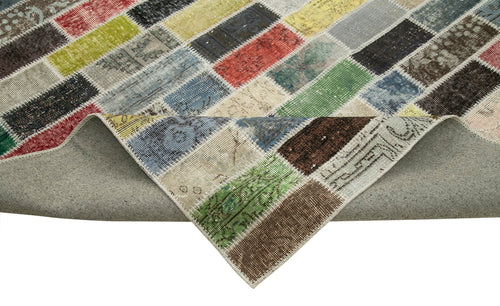 Kırk Yama Pembe Patchwork Pamuk Yün El Dokuma Halısı 300x387 Agacan