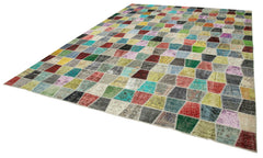 Kırk Yama Pembe Patchwork Pamuk Yün El Dokuma Halısı 306x403 Agacan