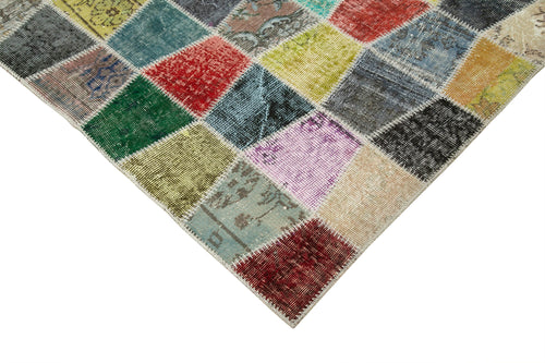 Kırk Yama Pembe Patchwork Pamuk Yün El Dokuma Halısı 306x403 Agacan