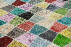 Kırk Yama Pembe Patchwork Pamuk Yün El Dokuma Halısı 306x403 Agacan