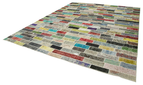 Kırk Yama Pembe Patchwork Pamuk Yün El Dokuma Halısı 302x387 Agacan