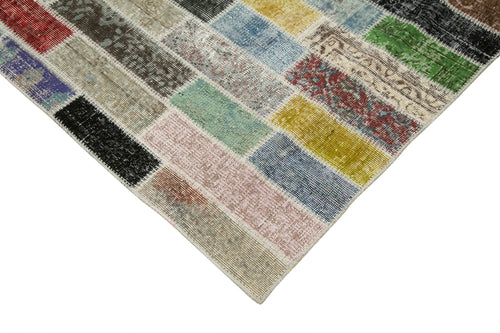 Kırk Yama Pembe Patchwork Pamuk Yün El Dokuma Halısı 302x387 Agacan