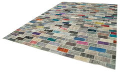 Kırk Yama Pembe Patchwork Pamuk Yün El Dokuma Halısı 298x408 Agacan