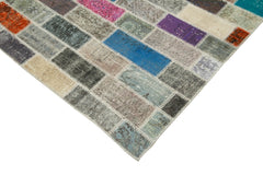 Kırk Yama Pembe Patchwork Pamuk Yün El Dokuma Halısı 298x408 Agacan