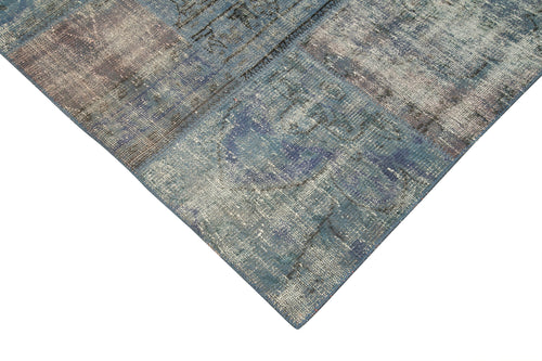 Kırk Yama Mavi Patchwork Pamuk Yün El Dokuma Halısı 296x400 Agacan