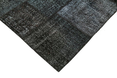 Kırk Yama Siyah Patchwork Pamuk Yün El Dokuma Halısı 255x352 Agacan