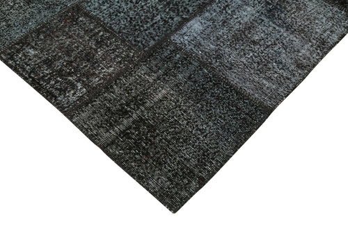 Kırk Yama Siyah Patchwork Pamuk Yün El Dokuma Halısı 255x352 Agacan