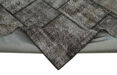 Kırk Yama Siyah Patchwork Pamuk Yün El Dokuma Halısı 254x356 Agacan