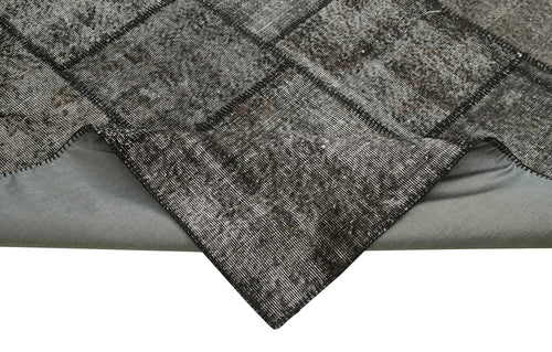 Kırk Yama Siyah Patchwork Pamuk Yün El Dokuma Halısı 254x356 Agacan