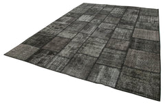 Kırk Yama Siyah Patchwork Pamuk Yün El Dokuma Halısı 256x352 Agacan