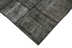 Kırk Yama Siyah Patchwork Pamuk Yün El Dokuma Halısı 256x352 Agacan
