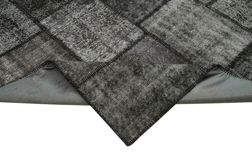 Kırk Yama Siyah Patchwork Pamuk Yün El Dokuma Halısı 256x352 Agacan