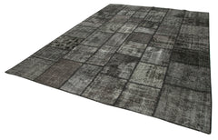 Kırk Yama Siyah Patchwork Pamuk Yün El Dokuma Halısı 255x350 Agacan