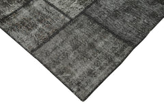 Kırk Yama Siyah Patchwork Pamuk Yün El Dokuma Halısı 255x350 Agacan