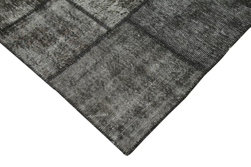 Kırk Yama Siyah Patchwork Pamuk Yün El Dokuma Halısı 255x350 Agacan