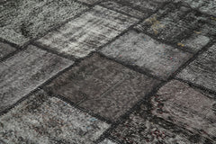 Kırk Yama Siyah Patchwork Pamuk Yün El Dokuma Halısı 255x350 Agacan