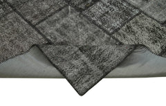 Kırk Yama Siyah Patchwork Pamuk Yün El Dokuma Halısı 255x350 Agacan