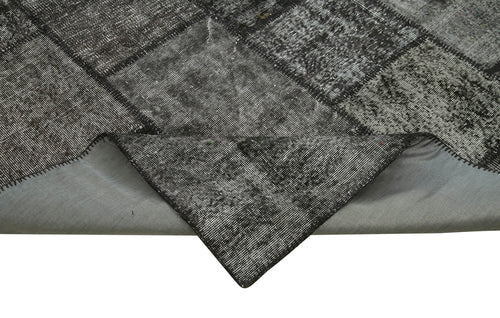 Kırk Yama Siyah Patchwork Pamuk Yün El Dokuma Halısı 255x350 Agacan