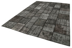 Kırk Yama Siyah Patchwork Pamuk Yün El Dokuma Halısı 255x354 Agacan